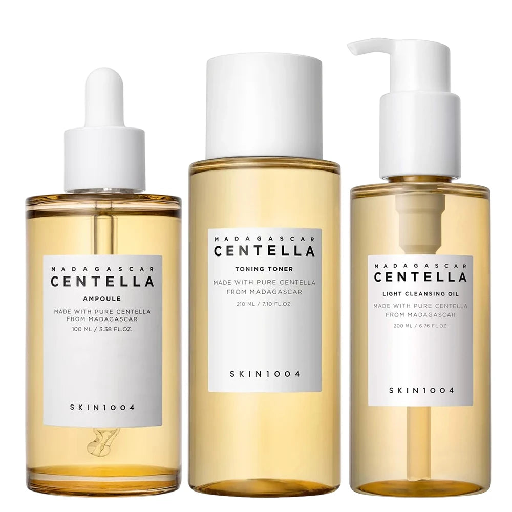 SKIN1004 Korean Skincare Centella 3-Step Set - Cleansing Oil+Toner+Serum, Pore Care for Sensitive Skin