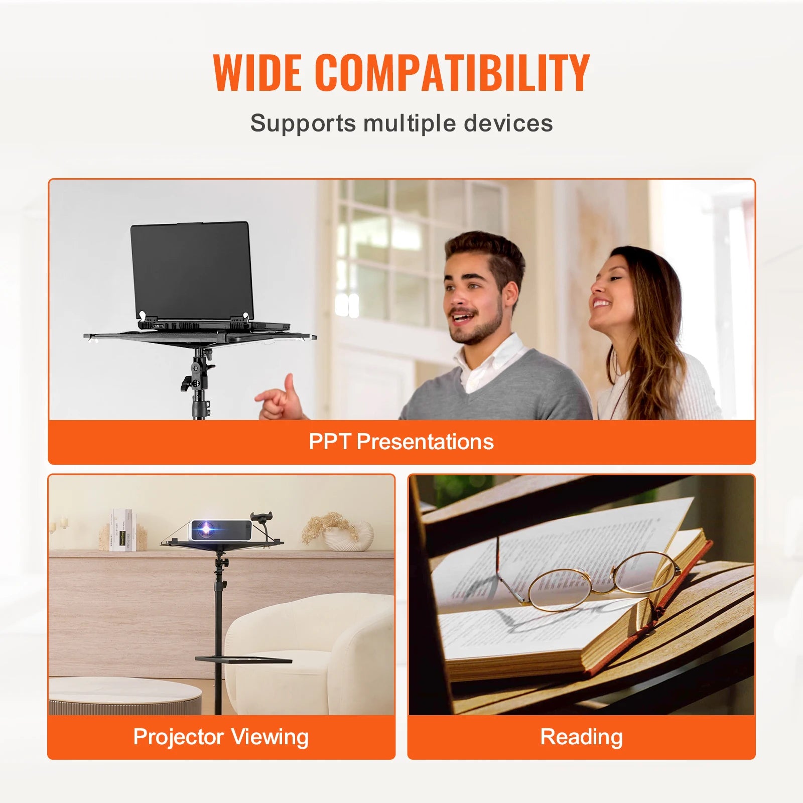 Support Trépied Portable pour Projecteur SucceBuy – Hauteur Ajustable avec Plateau et Support Téléphone Flexible
