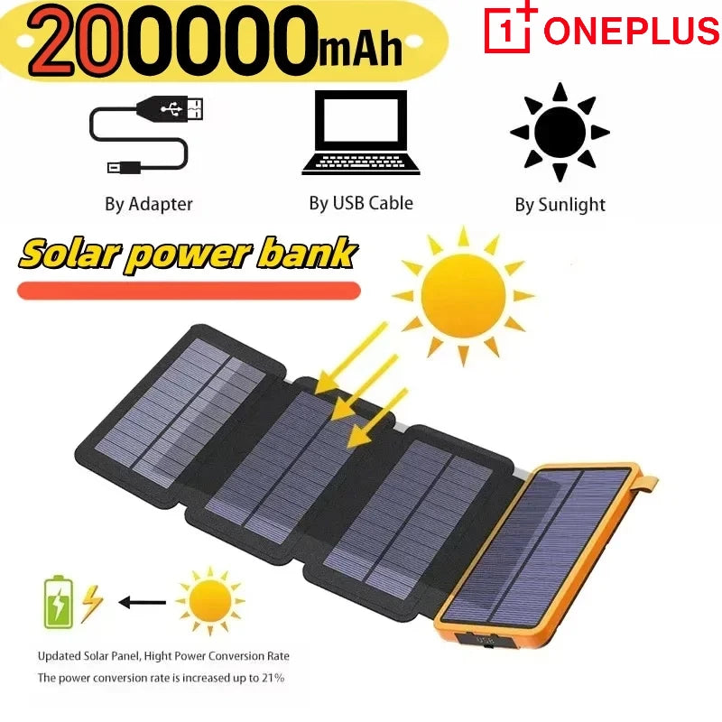🌞 OnePlus 200000mAh Solar Powerbank – Énergie Illimitée, Où Que Vous Soyez !